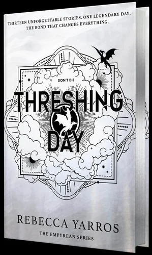 Silver-white Threshing Day limited deluxe edition cover with black title lettering, swirling clouds and a small black dragon
