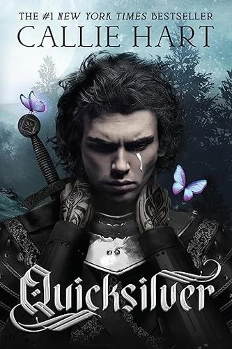 Quicksilver cover with a dark-haired man in armour with a tear of silver down his cheek and two butterflies